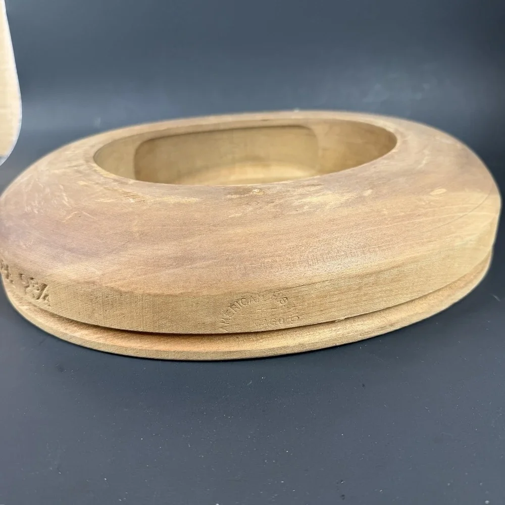Antique Wooden Block Hat Brim Mold Millinery Form 547 6 7/8 2 1/2 2 3/4 Primitiv
